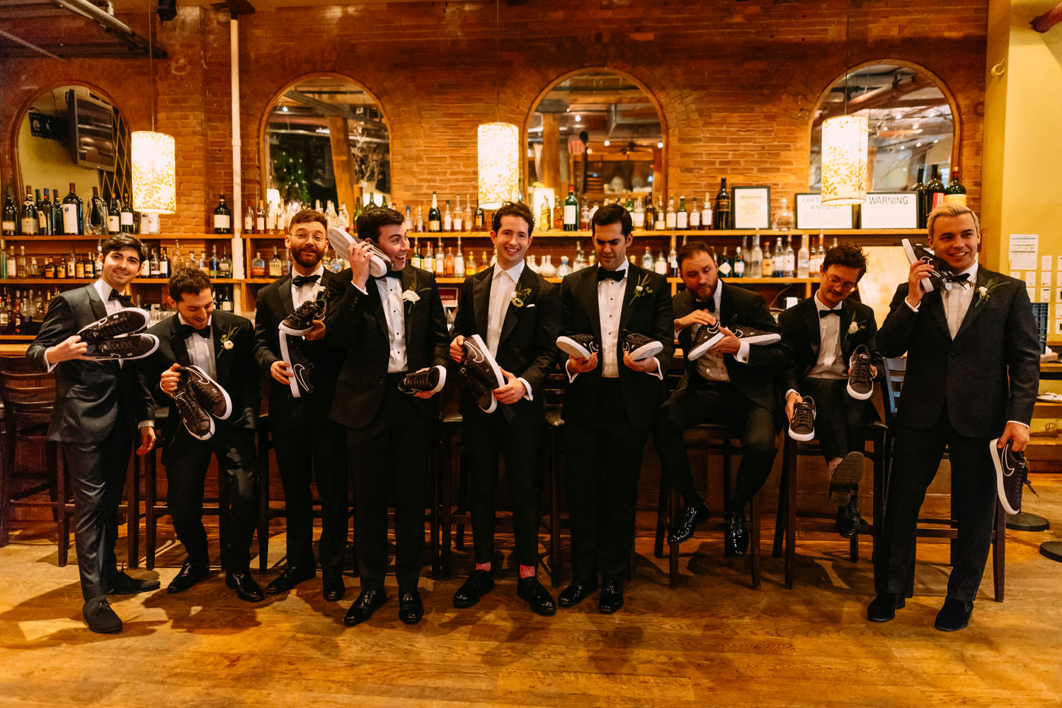 new york city winery wedding- groomsmen ready for the ceremony