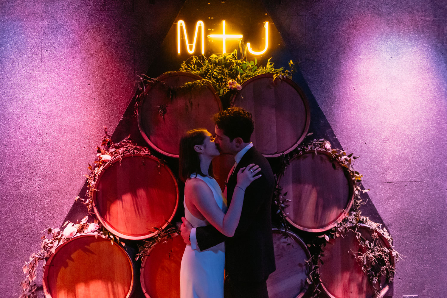 portrait of a bride and groom at the NYC winary wedding reception